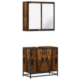 2 Piece Bathroom Furniture Set Smoked Oak Engineered Wood 3300887