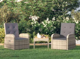 Reclining Garden Chairs with Cushions 2 pcs Grey Poly Rattan 319539