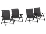 Rattan Folding Chair Set, 4 Pcs, Adjustable Backrest, Outdoor Patio Furniture, Lawn Seating, Grey T3398P315939