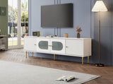 Modern TV Stand, 4doors, Metal bracket, TV Cabinet Storage Sideboard with 2 glass doors, TV N605P407493W