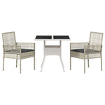 Garden Dining Set 3 pcs Grey Poly rattan 3334933
