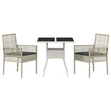 Garden Dining Set 3 pcs Grey Poly rattan 3334933