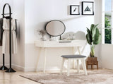 Dressing Table with Mirror and Stool, Vanity Makeup Desk Set with 2 Drawers, Cushioned Stool and T3398P341421