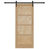 Sliding Door Natural and Black 83 x 202 cm Solid Pine Wood 3333168