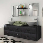 ZNTS Seven Piece Bathroom Furniture and Basin Set Black 272231