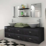 ZNTS Seven Piece Bathroom Furniture and Basin Set Black 272231