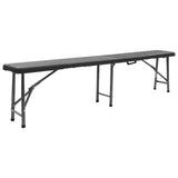 Garden Bench Set of 2 Black Powder-coated steel, HDPE 180 cm 48832