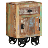 328316 Bedside Cabinet with Wheels 40x30x57 cm Solid Reclaimed Wood