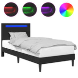 Bed Frame with LED Strip Lights Black 90 x 190 cm Faux Leather 42028037