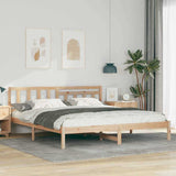 Bed Frame with Headboard Brown 200 x 200 cm Solid Pine Wood 872218