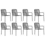 Garden Dining Set Black Powder-coated steel, glass, cotton rope 3060212