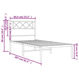 Metal Bed Frame without Mattress with Headboard Black 80x200cm 372268