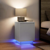 Bedside Cabinets with LED Lights 2 pcs White 38x34x50 cm 861266