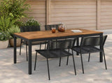 Garden Dinner Table Natural and Black 141 x 80.5 x 75 cm 901319
