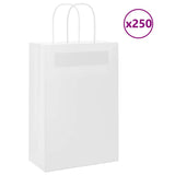 Paper Bags 250 pcs with Handles White 21x11x31 cm 4101616
