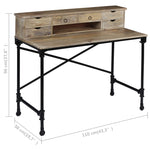 ZNTS Writing Desk Solid Mango Wood and Steel 110x50x96 cm 244947