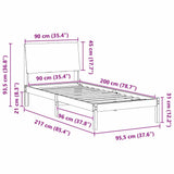 Bed frame Brown and taupe 90 x 200 cm Solid pine wood 878777