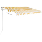3069918 Manual Retractable Awning with Posts 3,5x2,5 m Yellow and White