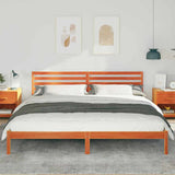 Bed Frame with Headboard Wax Brown 200 x 210 cm Solid Pine Wood 872322