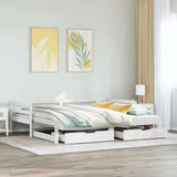 Daybed with Trundle and Drawers without Mattress White 80x200 cm 3302149
