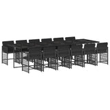 13 Piece Garden Dining Set with Cushions Black Poly Rattan 3211663