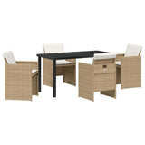 Garden Dining Set with Cushion 5 pcs Beige Poly Rattan 3379957