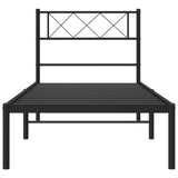 Metal Bed Frame without Mattress with Headboard Black 80x200cm 372268