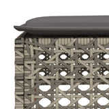 Garden Stool with Cushion Grey 63.5x56x32 cm Poly Rattan 365933