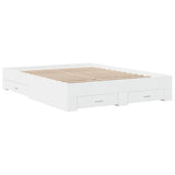 Bed Frame White Engineered Wood Double Bed Frame Rectangular 3280370