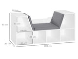 Bookcase Storage Shelf with Cushioned Reading Seat, Cube Bookshelf Organizer for Bedroom Living T3398P330546