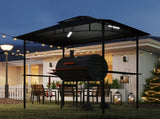 8' x 5' Grill Gazebo, Double Tiered BBQ Gazebo Shelter Canopy with LED Lights, 2 Side Shelves, T3398P322087