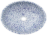 Countertop Basin White and Blue Round 41x14 cm Ceramic 155050