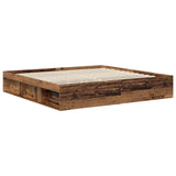 Bed Frame with Headboard Old Wood 200 x 200 cm Solid Pine Wood 3410972