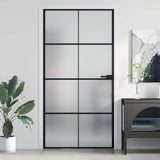 Interior Door Slim Black 102,5x201,5 cm Tempered Glass and Aluminium 155131