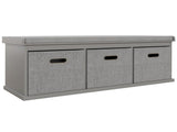 Three-Drawer Shoe Storage Bench, with Padded Top Seat - Grey T3398P329500