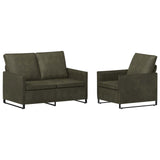 Sofa Set 2 pcs Army Green Faux Suede Fabric 3433121