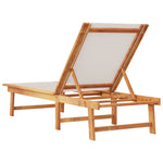 ZNTS Sun Lounger Grey Solid Wood Acacia and Textilene 4008413