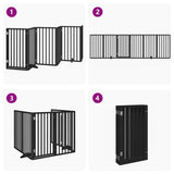 Dog Gate with Door Foldable 6 Panels Black 300 cm Poplar Wood 352191