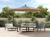 Cantilever Garden Parasol with LED Lights and Steel Pole 300 cm Taupe 44522