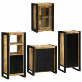 Bathroom Furniture Set with Shelf 4 pcs Brown Solid Mango Wood 3305702
