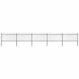 Garden Fence with Spear Top Steel 892.5x100 cm Black 277615