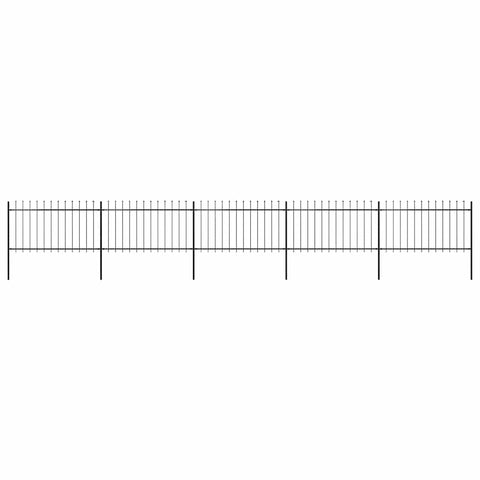 Garden Fence with Spear Top Steel 892.5x100 cm Black 277615