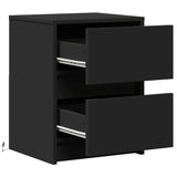 ZNTS Bedside Cabinets with LED Lights 2 pcs Black Engineered Wood 852036