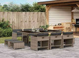 11 Piece Garden Dining Set with Cushions Grey Poly Rattan 3211148