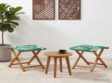 Deck Chair 2 pcs Solid Eucalyptus Wood Leaf Pattern 42024901