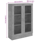 Vitrine Cabinet Concrete Grey 82.5x30.5x115 cm Engineered Wood 802754