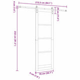 Sliding Door ORKDAL White 78 x 232 cm Solid Pine Wood and Glass 3331968