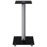 Speaker Stands 2 pcs Black&Silver Tempered Glass 1 Pillar Design 51810