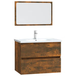 ZNTS 2 Piece Bathroom Furniture Set Smoked Oak Engineered Wood 815735