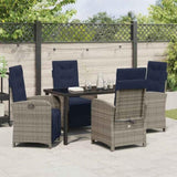 Garden Dining Set with Cushion 5 pcs Grey Poly Rattan 3380360